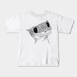 Crested Gecko Sketch, Crestie Drawing, Gecko Lover, Lizard Kids T-Shirt